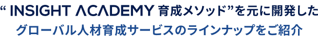 “INSIGHT ACADEMYE育成メソッド”を元に開発したグローバル人材育成サービスのラインナップをご紹介